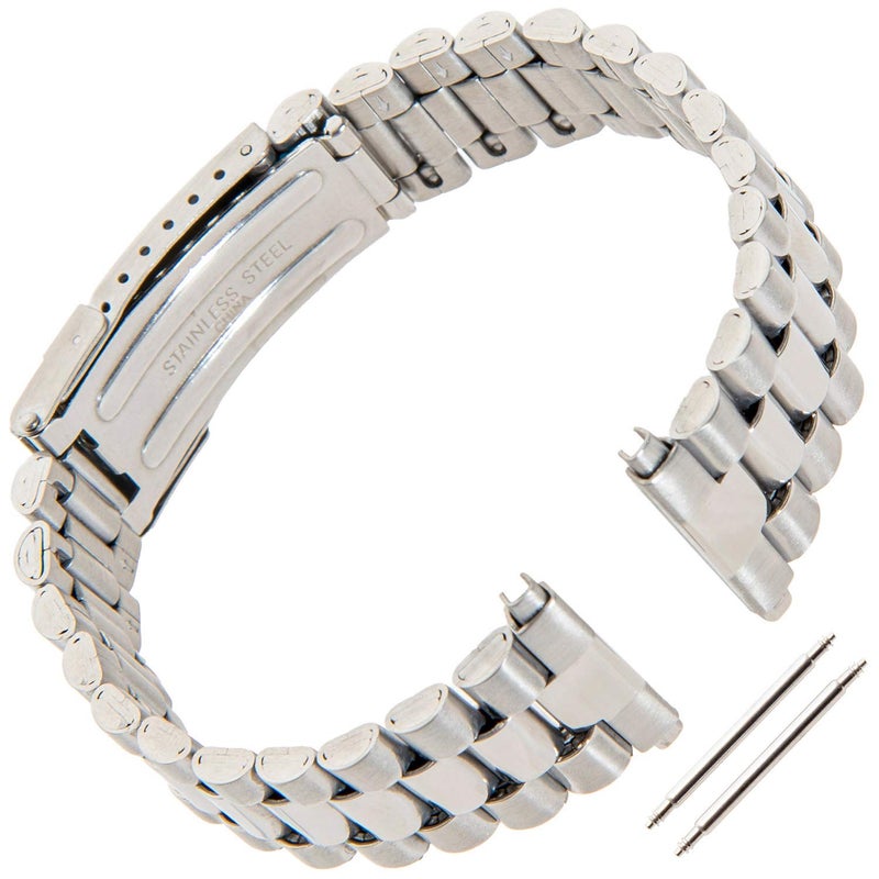 Gilden Gents 22-26mm Non-Expansion Wide Stainless Steel Watch Band 1536W-SL (22-26mm end width, extra long, Stainless Steel) - Image 1